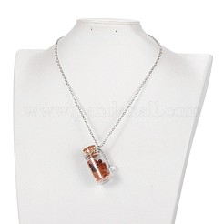Cute Design Glass Wishing Bottle Pendant Necklaces&nbsp;NJEW-JN01090