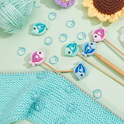 6Pcs 3 Colors Fish Silicone Beads Knitting Needle Protectors/Knitting Needle Stoppers&nbsp;DIY-NB0010-36