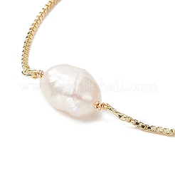 Oval Natural Pearl Beaded Slider Bracelet&nbsp;BJEW-JB09315-02