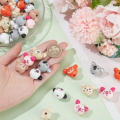 54Pcs 9 Colors Wood Animal European Style Beeds&nbsp;WOOD-OC0003-75