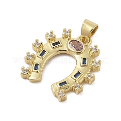Horse Shoes Rack Plating Brass Micro Pave Cubic Zirconia Pendants&nbsp;KK-Z074-39G