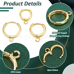30Pcs 3 Styles Brass Huggie Hoop Earring Findings&nbsp;KK-PH0011-10