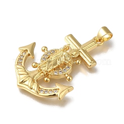 Rack Plating Brass Micro Pave Clear Cubic Zirconia Pendants&nbsp;KK-G500-22G