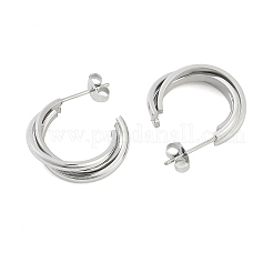 304 Stainless Steel Twist C-Shaped Stud Earrings for Women&nbsp;EJEW-C096-40P