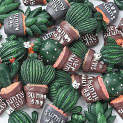 30Pcs 6 Styles Opaque Resin Plants Cabochons&nbsp;CRES-CJ0001-55