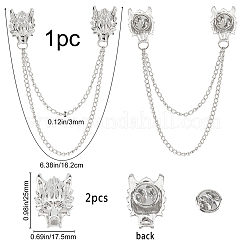 2Pcs 2 Style Men's Dragon Suit Collar Brooches&nbsp;JEWB-GF0001-22P
