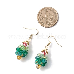 304 Stainless Steel Glass Seed Beads Christmas Tree Dangle Earrings&nbsp;EJEW-MZ00581-01
