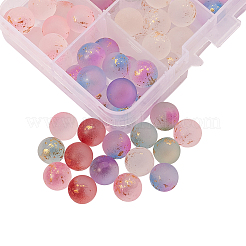 96Pcs 8 Colors Transparent Spray Painted Frosted Glass Beads&nbsp;GLAA-CJ0001-40