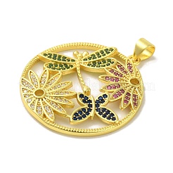 Brass Micro Pave Colorful Cubic Zirconia Pendants&nbsp;KK-Z042-10G