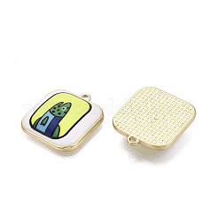 Printed Alloy Enamel Pendants&nbsp;ENAM-N072-01KCG-02