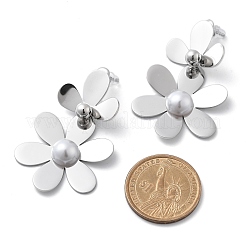 304 Stainless Steel Flower Stud Earrings for Women&nbsp;STAS-Z112-22P