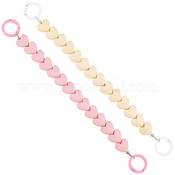 2Pcs 2 Colors Plastic Heart Beaded Bag Extension Chains with Iron Ring Clasps&nbsp;PURS-GF0001-11A