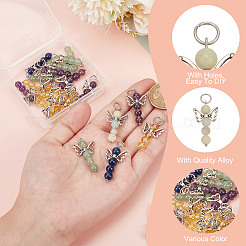 25Pcs 5 Styles Natural Green Aventurine & Lapis Lazuli & Red Aventurine & Citrine & Amethyst Pendants&nbsp;PALLOY-HY00024