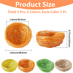 4Pcs 4 Colors Hemp Thread Simulated Bird's Nest Display Decorations&nbsp;DJEW-CN0001-43
