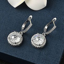 925 Sterling Silver Micro Pave Cubic Zirconia Hoop Earrings&nbsp;EJEW-B147-01B-01