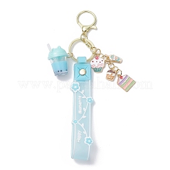 Alloy Enamel Pendants & Milk Tea Resin with Acrylic Cup Pendants Keychains&nbsp;KEYC-JKC01233-02