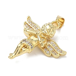 Brass Micro Pave Clear Cubic Zirconia Pendants&nbsp;KK-I476-15G