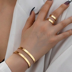Alloy Double Layer Cuff Bangles & Cuff Rings Sets&nbsp;FS-WG482F2-01