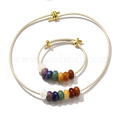 Rondelle Chakra Natural Gemstone Beads Bracelets & Necklaces Sets&nbsp;G-P561-01G-03