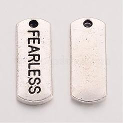 Tibetan Style Alloy Rectangle with Word Fearless Pendants&nbsp;TIBEP-Q043-064-RS
