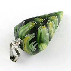 Cone Handmade Millefiori Glass Pendants&nbsp;LK-R010-M1