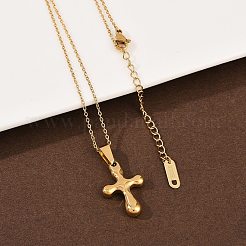 304 Stainless Steel Religion Cross Pendant Necklaces for Women&nbsp;NJEW-G176-02G