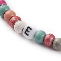 Personalized Spary Painted Natural Wood Beaded Necklaces&nbsp;NJEW-JN03243