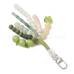 Natural Mixed Stone & Transparent Acrylic & Handmade Lampwork Round Beads Pendant Decorations&nbsp;HJEW-TA00464
