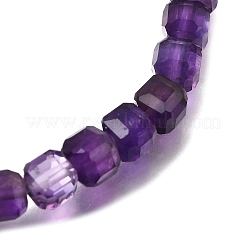 Natural Amethyst Cube Beads Stretch Bracelets for Men Women&nbsp;BJEW-JB12275