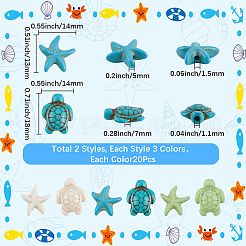 120Pcs 6 Styles Dyed Synthetic Turquoise Beads&nbsp;G-SC0003-50