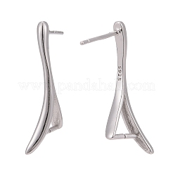 Anti-Tarnish Rhodium Plated 925 Sterling Silver Stud Earring Findings&nbsp;STER-F048-36P