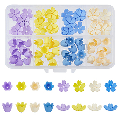 HOBBIEASY 80Pcs 8 Style Rubberized Style Opaque Acrylic Bead Caps&nbsp;ACRP-HY0001-03