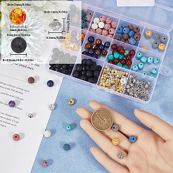 DIY Chakra Natural & Synthetic Gemstone Beads & Natural Lava Rock Beads Jewelry Making Findings Kits&nbsp;DIY-SC0028-21