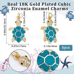 5Pcs Rack Plating Brass Micro Pave Cubic Zirconia Pendants&nbsp;KK-BBC0010-07A