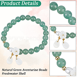1Pc Natural Green Aventurine & Glass Pearl & Freshwater Shell Beads Charm Bracelets&nbsp;BJEW-BM0001-04