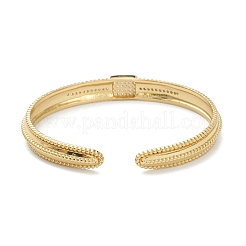 Brass Micro Pave Clear Cubic Zirconia Cuff Bangles&nbsp;BJEW-A116-06G