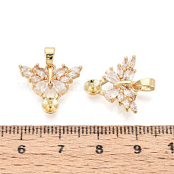 Brass with Cubic Zirconia Cup Pearl Peg Bails Pin Pendants&nbsp;KK-T079-51G