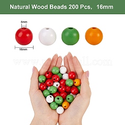 200Pcs 4 Colors Painted Natural Wood Beads&nbsp;WOOD-SZ0001-06
