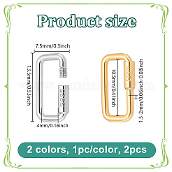 2Pcs 2 Colors 925 Sterling Silver Screw Carabiner Lock Charms&nbsp;STER-NB0001-21