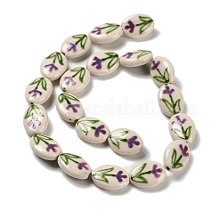 Flower Theme Printed Handmade Porcelain Beads&nbsp;LAMP-D303-06E-04