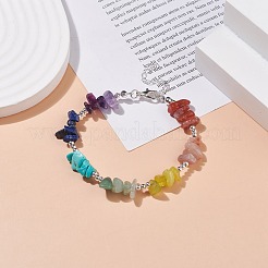Natural & Synthetic Mixed Gemstone Chips Beaded Bracelet&nbsp;BJEW-TA00107