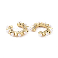 ABS Plastic Imitation Pearl Beaded Cuff Earrings&nbsp;EJEW-F303-02G