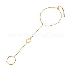 304 Stainless Steel Sun Link Chain Ring Bracelets for Women&nbsp;BJEW-TAC0055