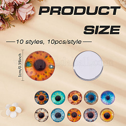 100Pcs 10 Styles Eye Pattern Glass Cabochons&nbsp;DIY-ME0002-15