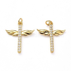 Brass Micro Pave Clear Cubic Zirconia Pendants&nbsp;LS-ZIRC-L100-102G