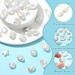 35Pcs 7 Styles Electroplated Opaque Resin Imitation Baroque Pearl Beads&nbsp;RESI-CJ0005-09