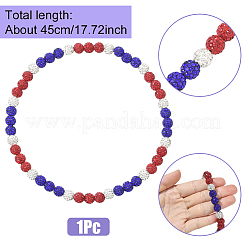 1Pc Polymer Clay Rhinestone Round Beaded Stretch Necklaces&nbsp;NJEW-SP0001-14C