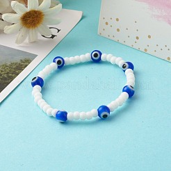 Glass Beads & Handmade Lampwork Beads Stretch Bracelets for Kid&nbsp;BJEW-JB06475-01