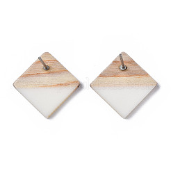Resin & Wood Stud Earrings&nbsp;EJEW-N017-005A