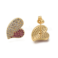 Brass Pave Cubic Zirconia Stud Earrings&nbsp;EJEW-M088-06G-02